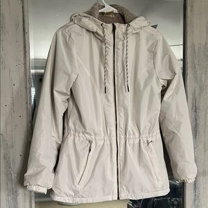 Women's Faux Fur lined Cream Hooded Jacket